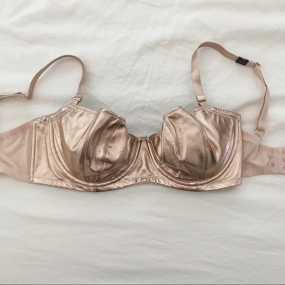 VICTORIAS SECRET MANY SIZES FAUX LEATHER BRA GOLD